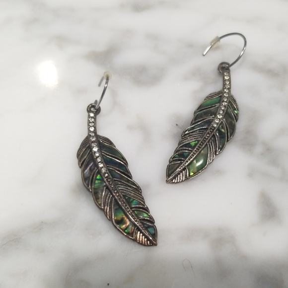 Fossil Jewelry - Fossil • RARE Iridescent silver feather earrings